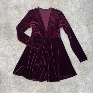 Burgundy velvet dress